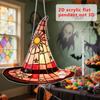 Witch Hat Stained Glass Suncatcher Window Hanging Decoration Halloween Gothic Glass Ornament for Window Home Kitchen