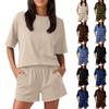 Women's 2-Piece Fashionable Casual Loose-Fit Short-Sleeve Top And Shorts Set