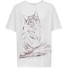 Women's Sketch Line Cat Print Drop Shoulder T-shirt