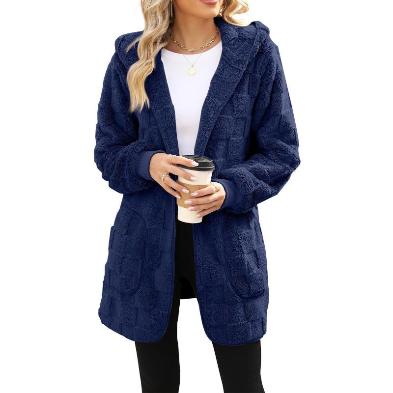 IHUASU Women's Vintage Casual Solid Color Print Autumn Winter Long Sleeve Jackets & Coats Unique Design
