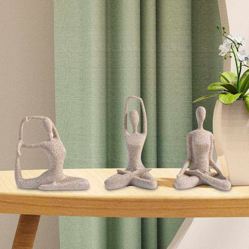 3x Yoga-Figuren, Sammlerstücke aus Kunstharz, Yoga-Statuen für Frauen, ideal als Dekoration für Schlafzimmer, Tisch, Regal oder Wohnzimmer.
