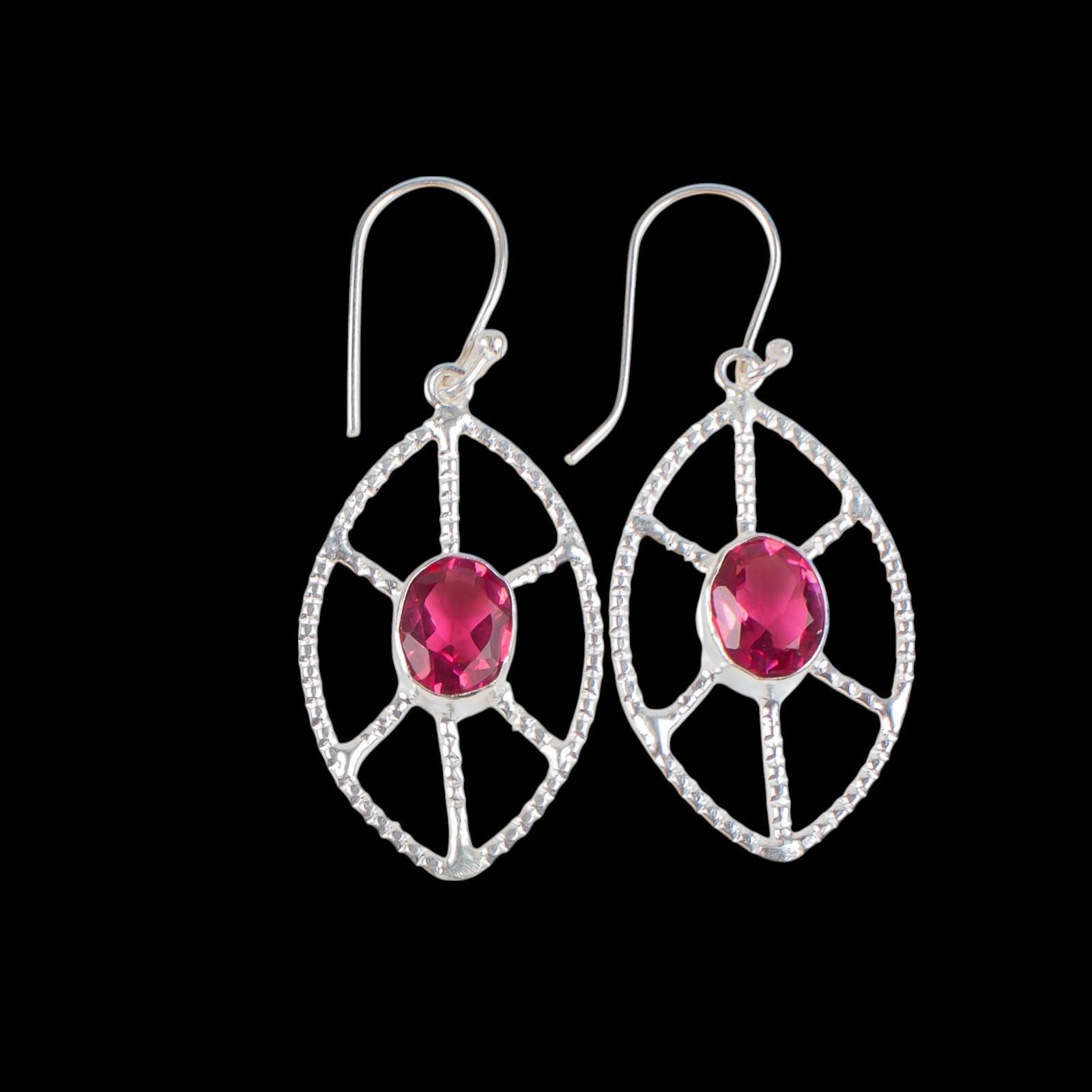

Pink Tourmaline Gemstone 925 Sterling Silver Jewelry Handcrafted Earrings 2.00 EE-48-18