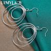 URMYLADY 925 Sterling Silver Three Ring Earrings For Women Charm Wedding Party Fashion Jewelry