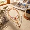 5Pcs Boho Summer Layered Necklace Set for Women Colorful Beaded Starfish Pearl Enamel Pendant Choker Beach Vacation Jewelry