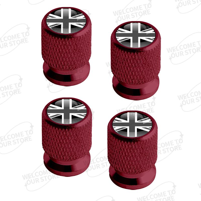 Aluminum For Union Jack Flag Logo Mini Cooper Jaguar Land Rover Vauxhall Lotus 4pcs Car Decor Wheel Tire Valve Caps Stem Cover TB1