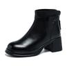 Leather thick heel Martin boots women's 2025 new thin boots British casual short boots high heel versatile thin boots