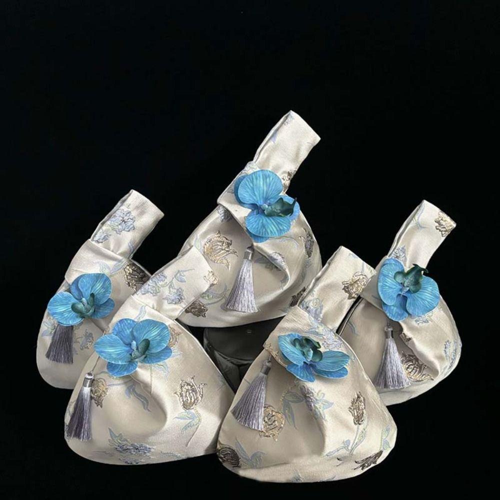 Flower Pendant Tassel Knot Wrist Bag Storage Bags Cheongsam Accessories Girls