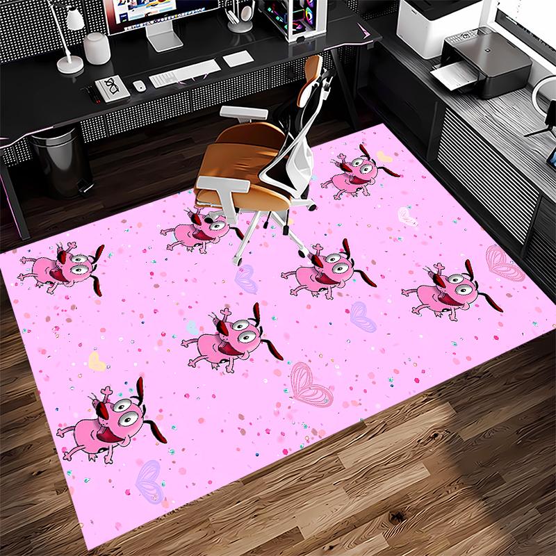 1pc Courage the Cowardly Dog Print Area Rug - Soft, Washable Non-Slip Indoor Mat for Office Chairs, Living Room, Home Office Decorative Rug