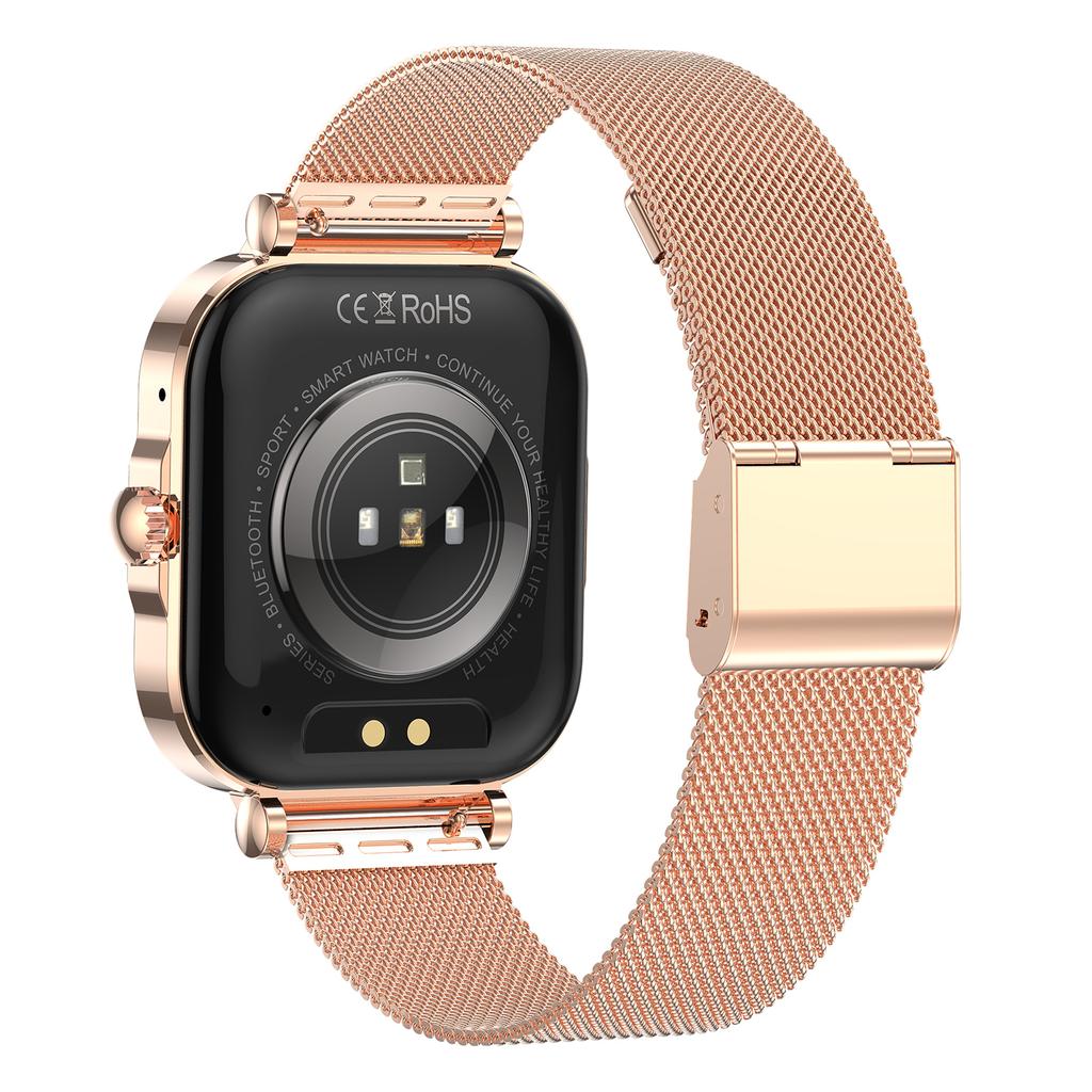 HK82 1,75-calowy kwadratowy ekran AMOLED z NFC inteligentny zegarek z monitorem zdrowia, pasek ze stali