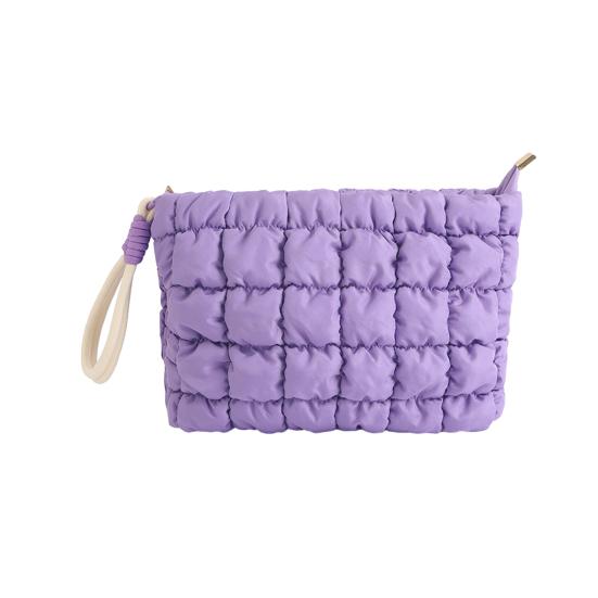 

Женская мягкая косметичка, большая вместимость, стеганая косметичка, однотонный органайзер для макияжа, клатч для путешествий, отпуска, деловой поездки фиолетовый