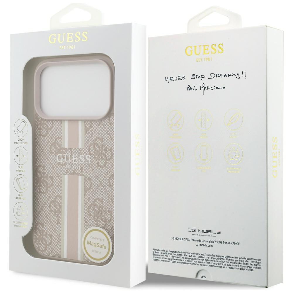 Guess 4G Printed Stripes MagSafe Case for iPhone 17 Pro Pink