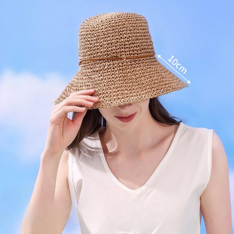 Summer Hollow Straw Hat Women Outdoor Big Hat Brim Beach Sun Hat Korean Style Fairy Style Small Sun Hat