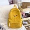 Schoolbag Autumn New Velvet Backpack Japanese Cute Bear Corduroy Schoolbag Female Large-capacity Primary and Secondary School Schoolbag