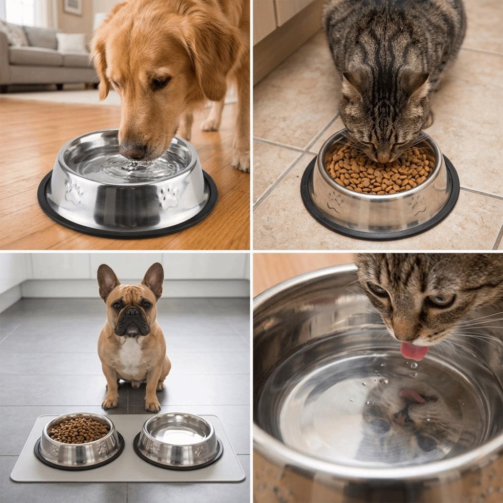 Anti-tip Dog Feeder Footprint Pattern Pet Drinking Bowl Non-slip Base Cat Food Bowl  Daily Feeding
