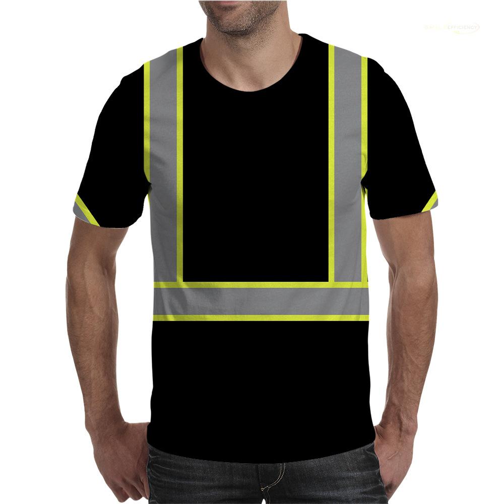 Summer Men’s T-shirts Safety Work Clothes Outdoor Sports Tees Comfortable Breathable Oversized Crew Neck Tops Men Clothing