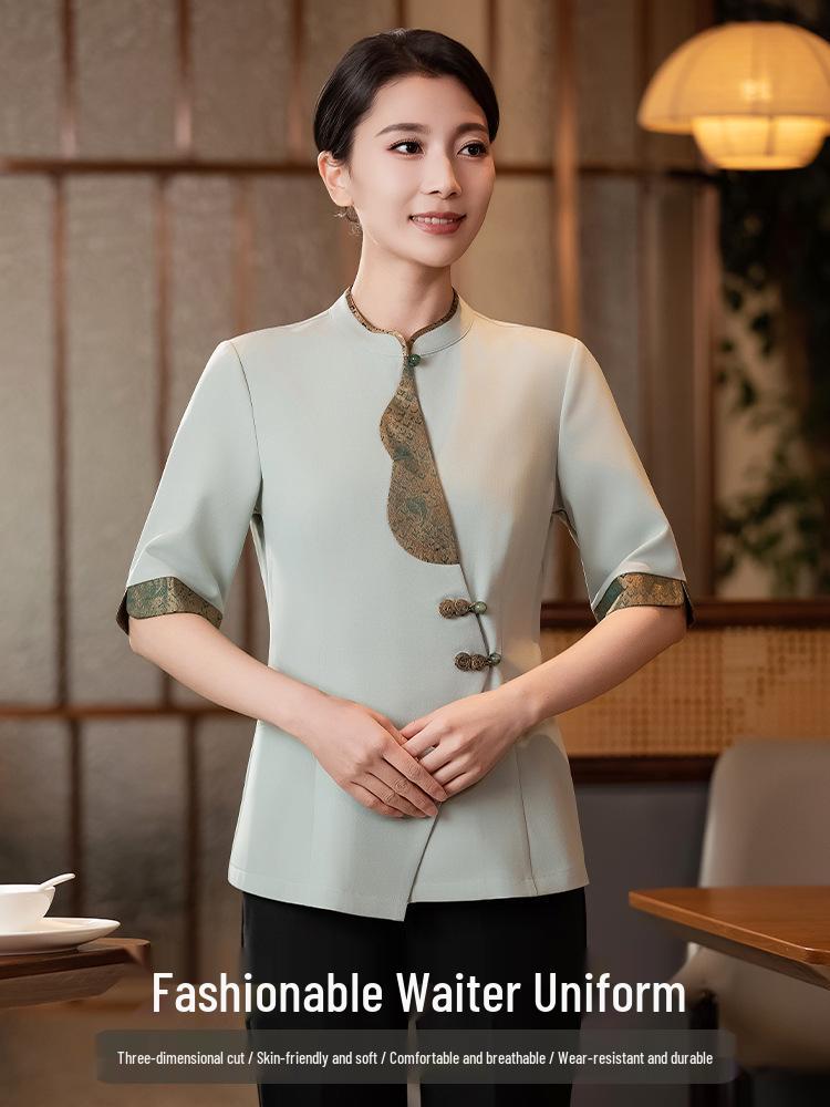 Autumn/Winter Long Sleeve Chinese Restaurant Staff Uniforms for Men and Women