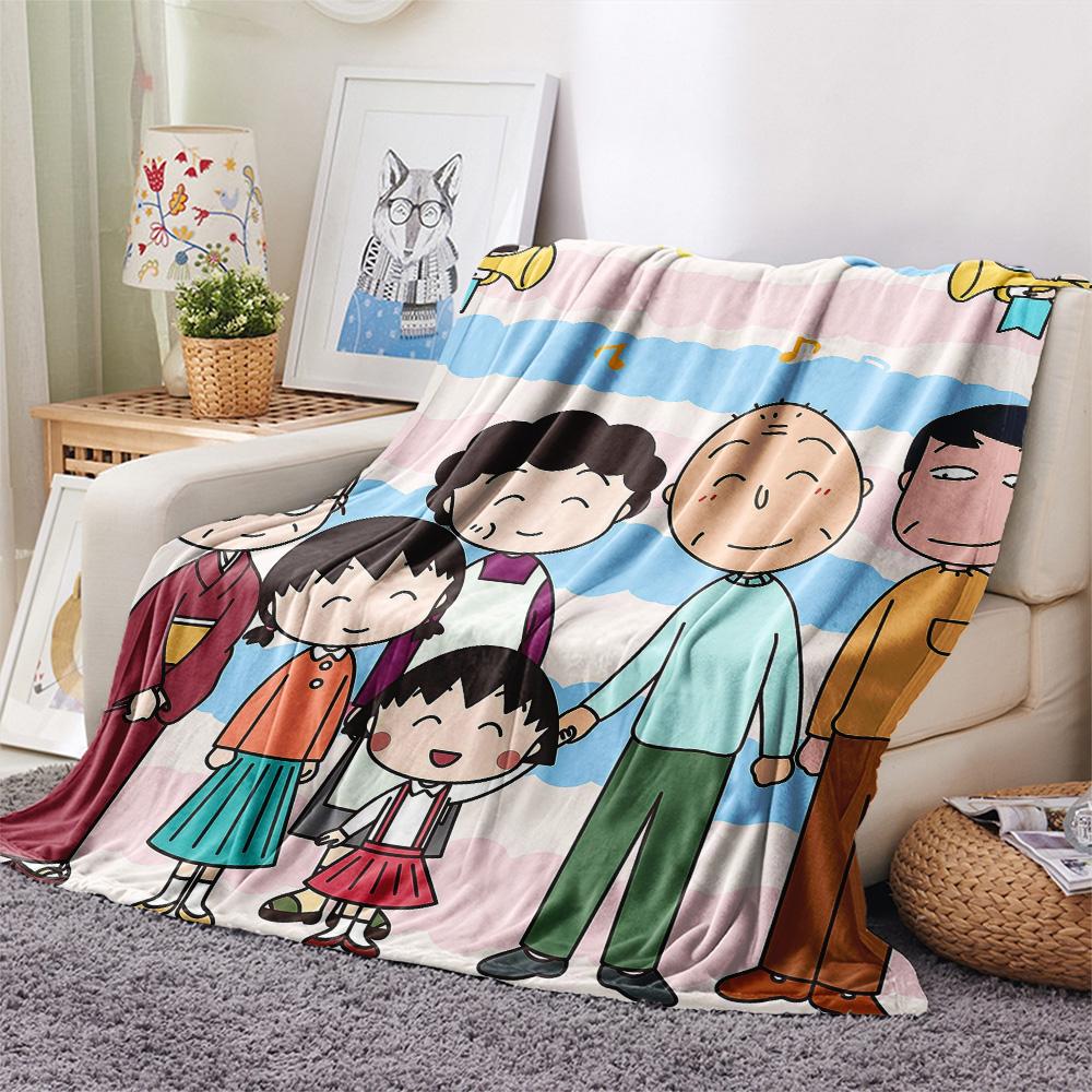 Chibi Maruko‑chan Flannel Blanket, High quality Comfortable for All Seasons, Home Decor, Warmth and Comfort
