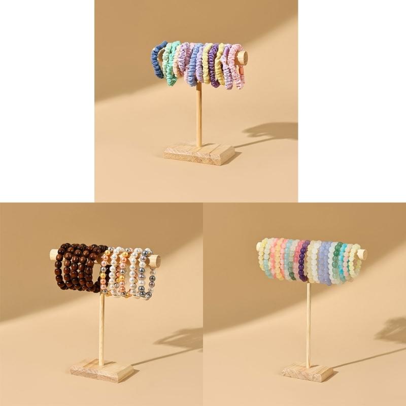 Set of 3 Elegant Wood Bangle Holder Multi Level Rack for Bracelet and Beads Showcase Easy Assembly Headband Organizers