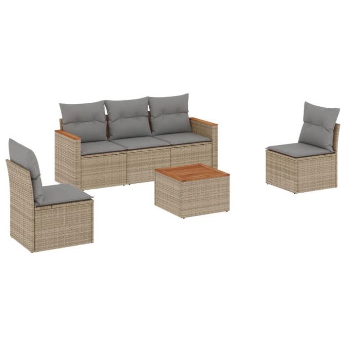 VidaXL Salon de Jardin avec Coussins 6 pcs, Canapés de Terrasse, Ensemble de Meubles de Patio, Mobilier d'Extérieur, Beige 3258258