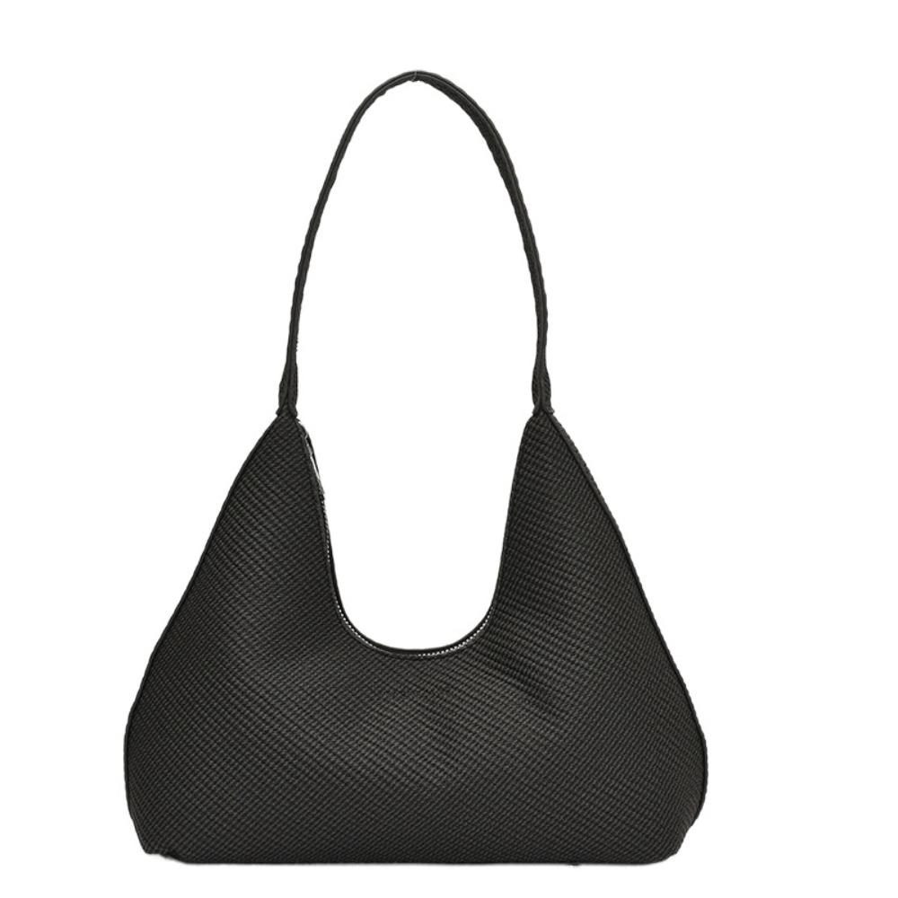 

Элегантная сумка-хобо из ПУ, однотонная текстурированная сумочка, классическая французская сумка под мышкой, женская чёрный