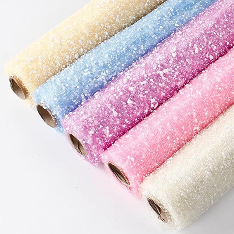 1 Piece of Decorative Holiday Packaging Flower Shop Gift Snow Dot Bag Flower Mesh Christmas DIY Handmade Romantic