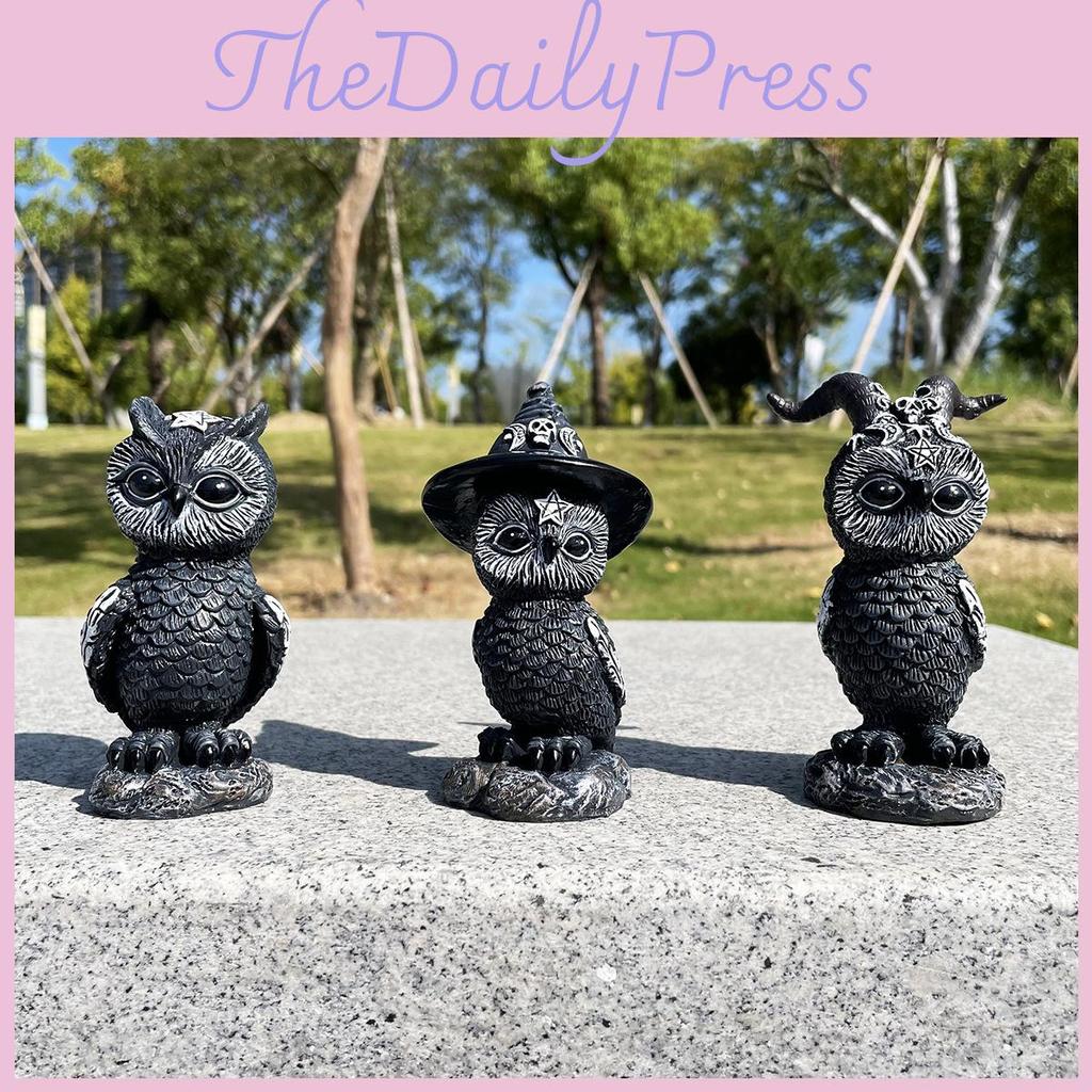 Captivating Halloween Themed Owl Resin Figurine Adorable Animal Sculpture For Decor
