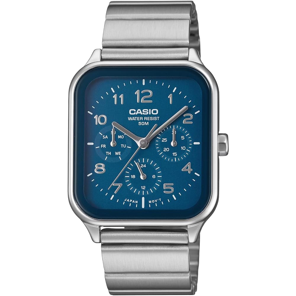 

Casio Standard Round Rectangle Multi-Function Analog Men s Watch 24-Hour Display Blue MTP-M306D-2AV