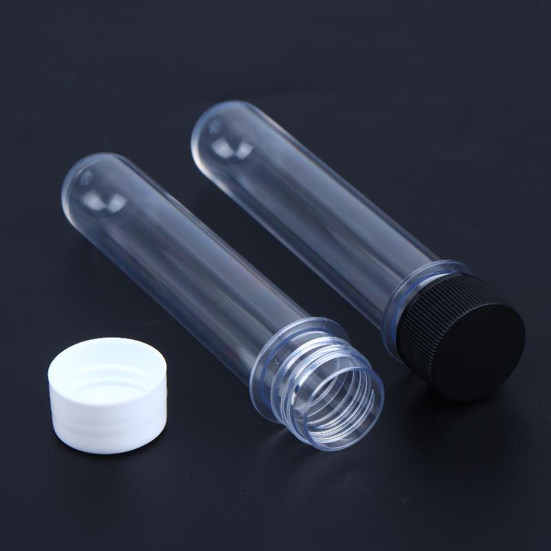 Refillable PET Test Tube Bottle 40ml Transparent Cylindrical Empty Container for Travel Cosmetic Liquid Sample Storage