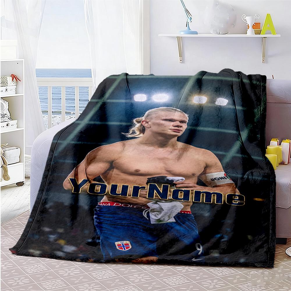 Haaland 103 Customize Your Name Blanket Gift Personalized Blanket Soft Warm Cozy Versatile for Living Room Home Decor Couch Bedding