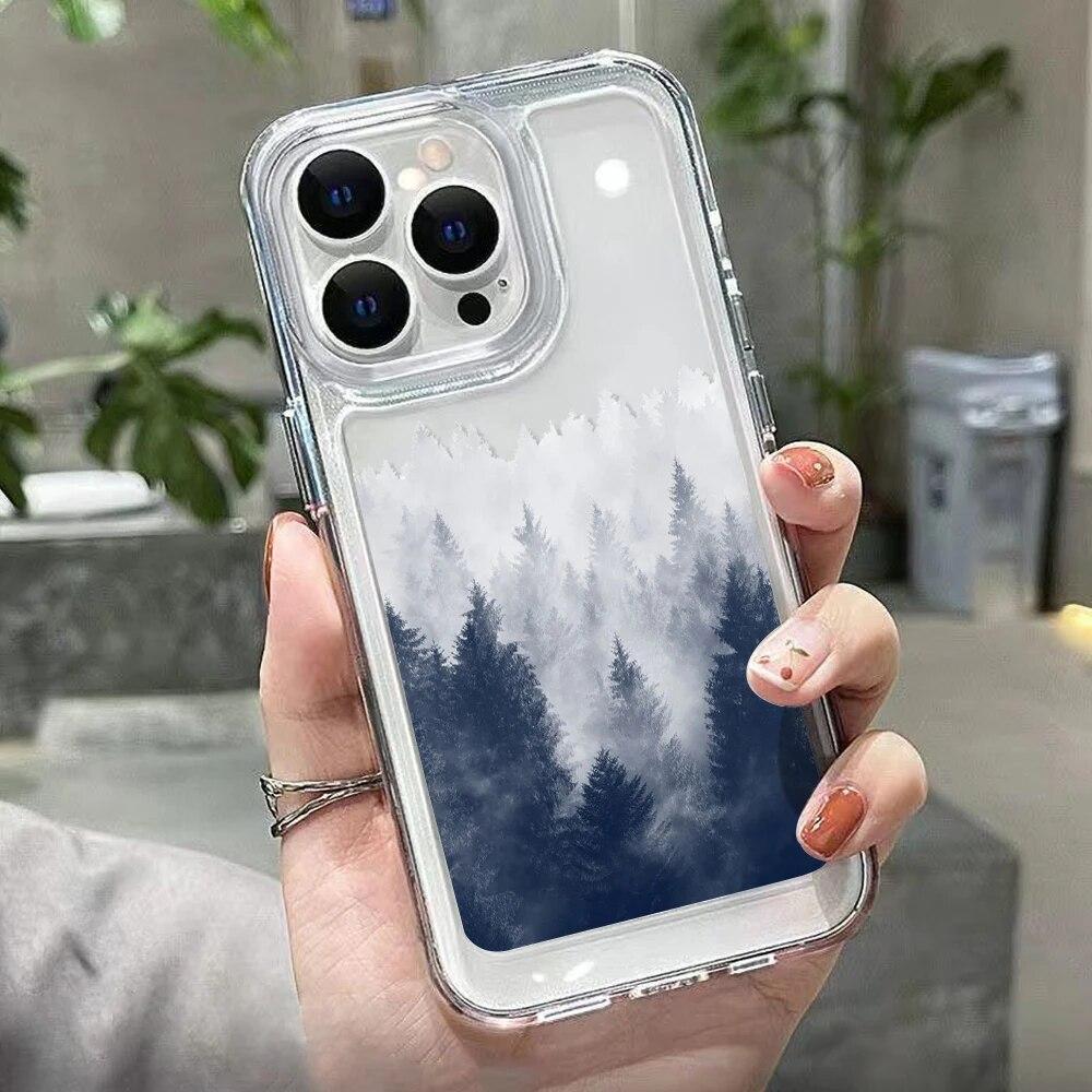 Mountain Forest Cloud Clear Phone Case For iPhone 13 Pro Max Case For iPhone 11 14 Pro Max XS 12 Pro Max X XR 7 8 SE2 SE 3 Cover