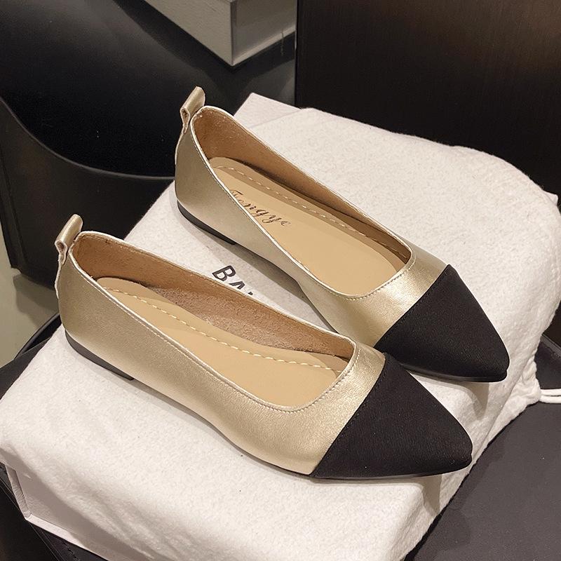 Frühling und Herbst einfache Farbabstimmung täglich ein Pedal Slipper Einzelschuhe Damen klassische große Größe