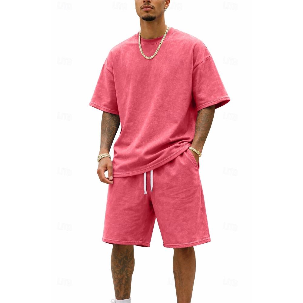 Men's T-shirt set, sports suit, shorts T-shirt set, casual two-piece set, daily wear