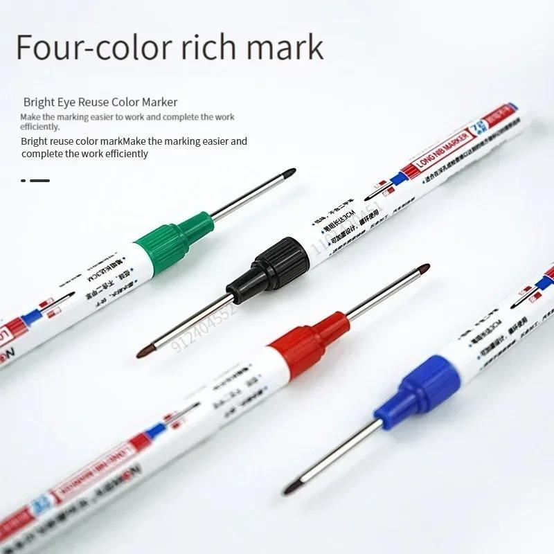 4Pcs/Kit 30mm Deep Hole Long Nib Head Markers for Metal Perforating Pen Water Resistant Bathroom Woodworking Decoration Multi-Purpose