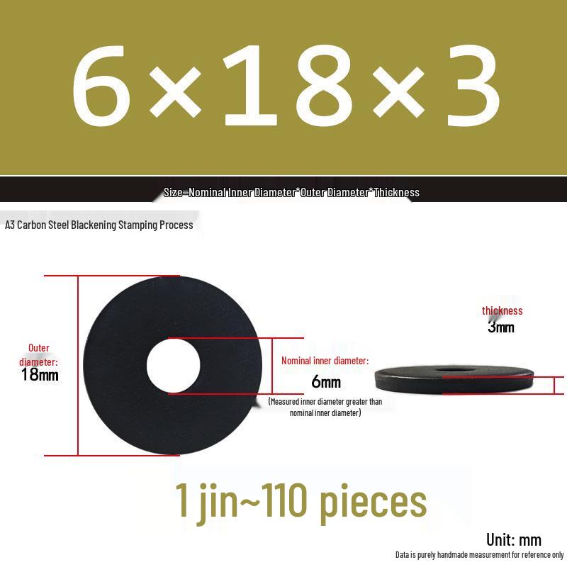 Black Oversized Thickened Round Metal Flat Washer Spacer for Home Use