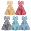 2023 Plaid Waist-Cinching Retro Hepburn Style Dress with Large Hem