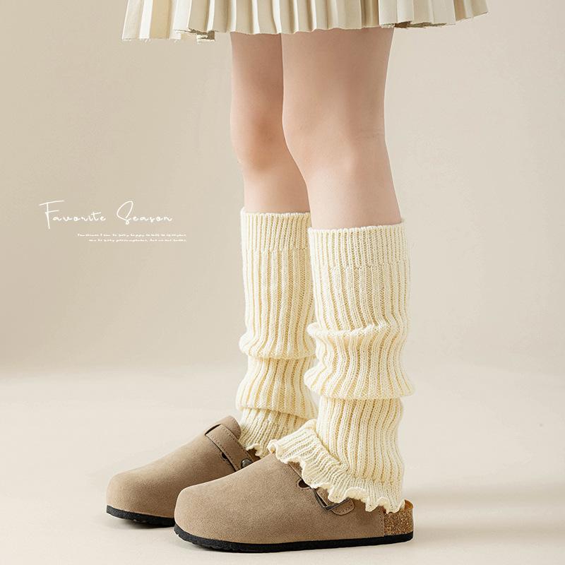 Socks For Spring And Autumn Children'S Stacking Socks Red Long Tube Lace Knitted Baby Girl Medium Tube Leg Cover