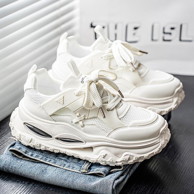 

New fashionable breathable platform dad shoes high-end retro light luxury casual shoes fashion versatile trend sports shoes men 44 белый
