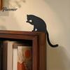 Lustiger Dekorativer Türwinkel Holzschwarz Katze Topper, Minimalistisches Silhouette Rahmen Schild, Stabiler Schnallen Topper Dekor für Wohnzimmer Schlafzimmer & Liebhaber Niedlich