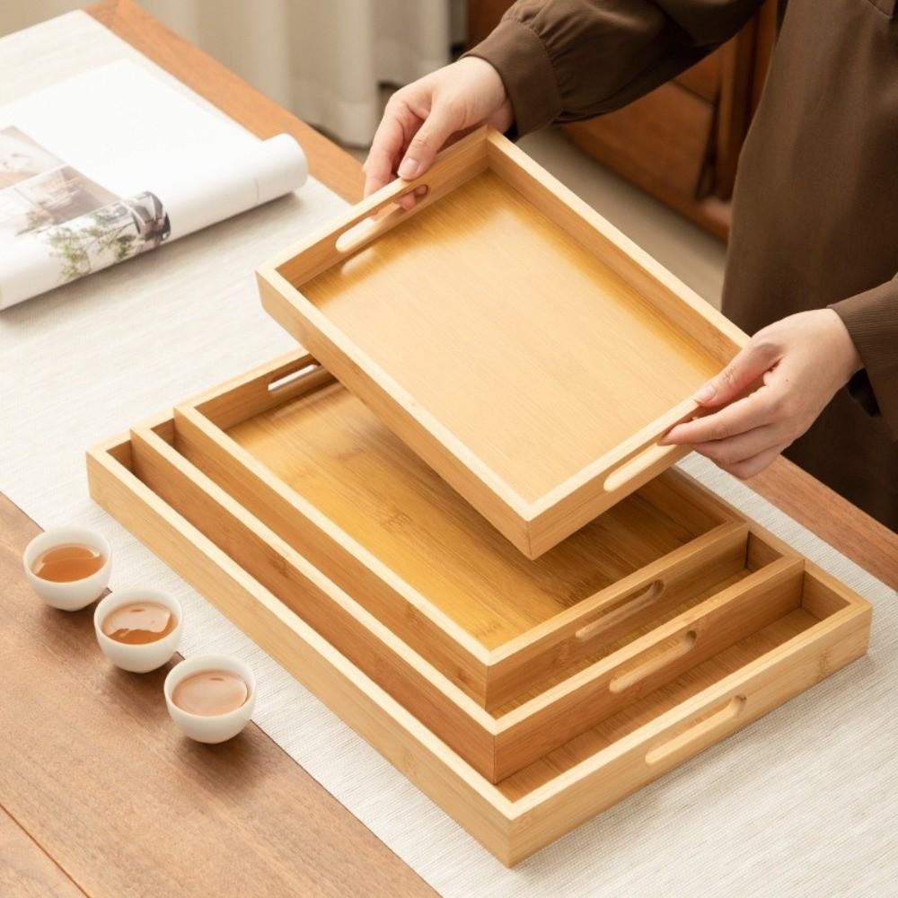with Handle Bamboo Tray Rectangle Food Tray Bread Tray Tea Tray  Dessert Display