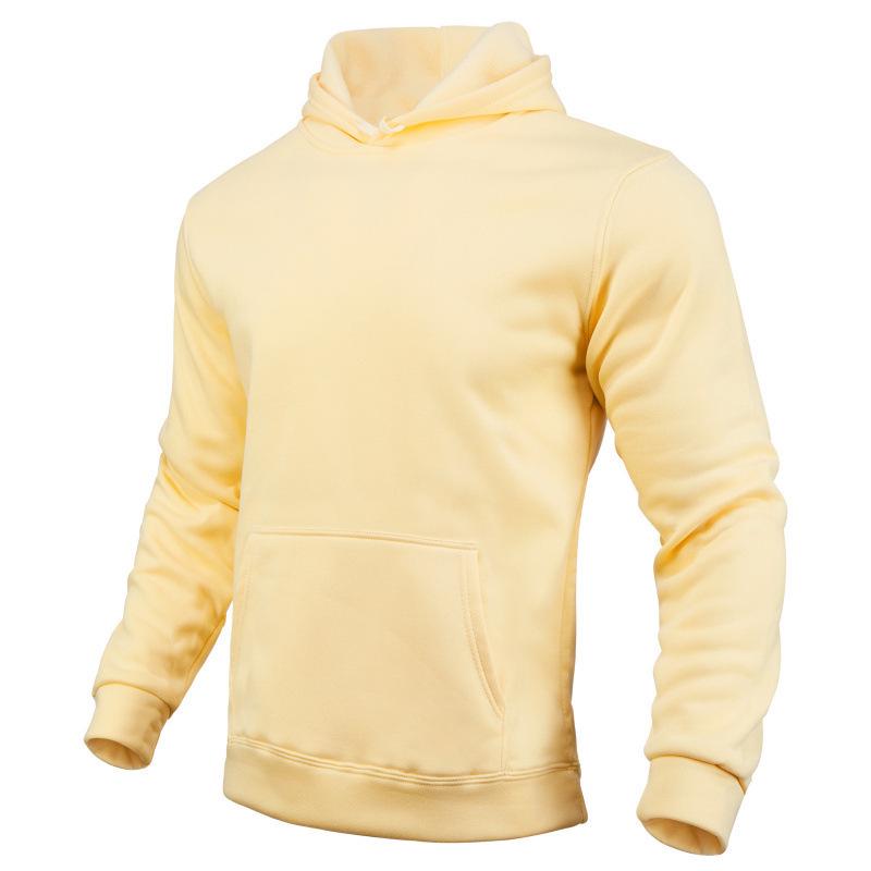 Unisex Fleece Hoodie: Solid Color Men’s Pullover, Sports Casual Long-Sleeved Top.