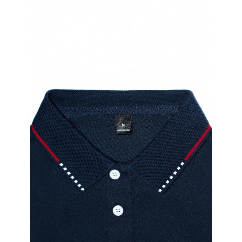 Men S Casual Long Sleeve Polo Shirt Solid Color For Daily Wear