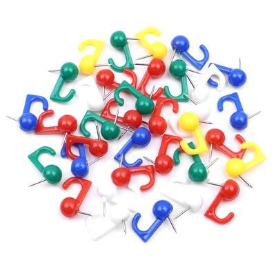 50Pcs Push Pin Hooks Plastic Heads Thumbtack Hooks Decorative Thumb Tacks Hook Back Push Pins Hook For Cork Board