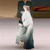 2024 Autumn European & American V-Neck Long-Sleeve Sexy Printed Maxi Dress