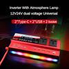 3000W/4000W/6000W Roter Stromwandler mit intelligentem Display und Beleuchtung, leistungsstarker tragbarer Kfz-Wechselrichter