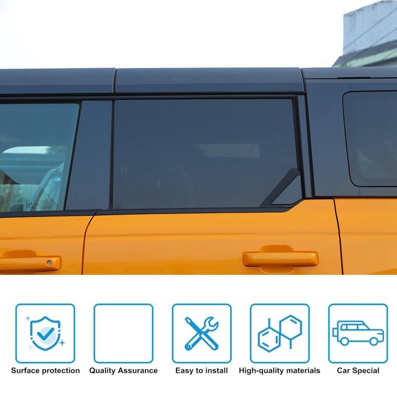 A03E-For Ford Bronco 4 Door - Car Pillar Posts Trim Kit Anti Scratch B Pillar Molding Cover Center Window Stickers