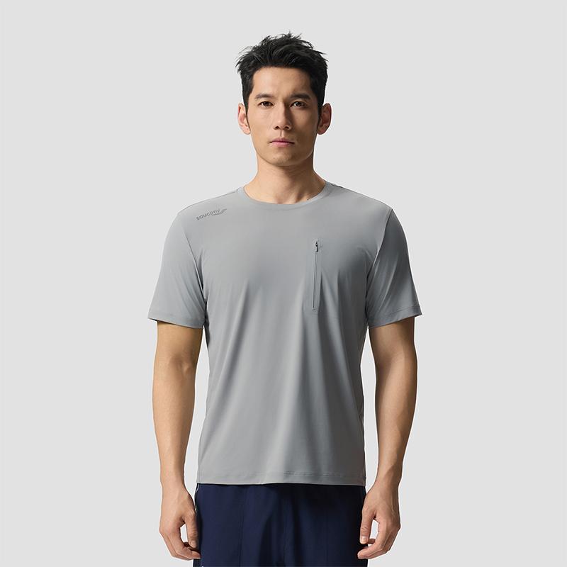 SAUCONY Urban Lifestyle Knitted Comfortable Round Neck Pullover Short Sleeve T-Shirt Men Tops SA2260ST71L-GR215