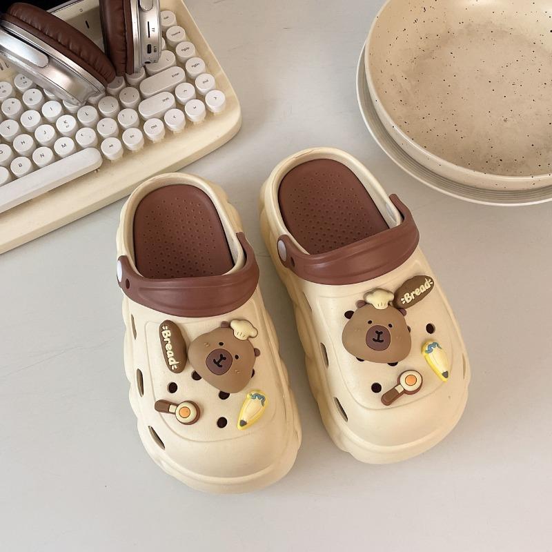 

Hole shoes women s summer outer wear new indoor home non-slip muffin thick sole heightening bag head half slippers 39-40 хаки