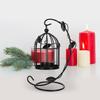Retro Hollow Out Bird Cage Iron Hanging Candle Holder Candlestick Lantern Home Decor (Black)