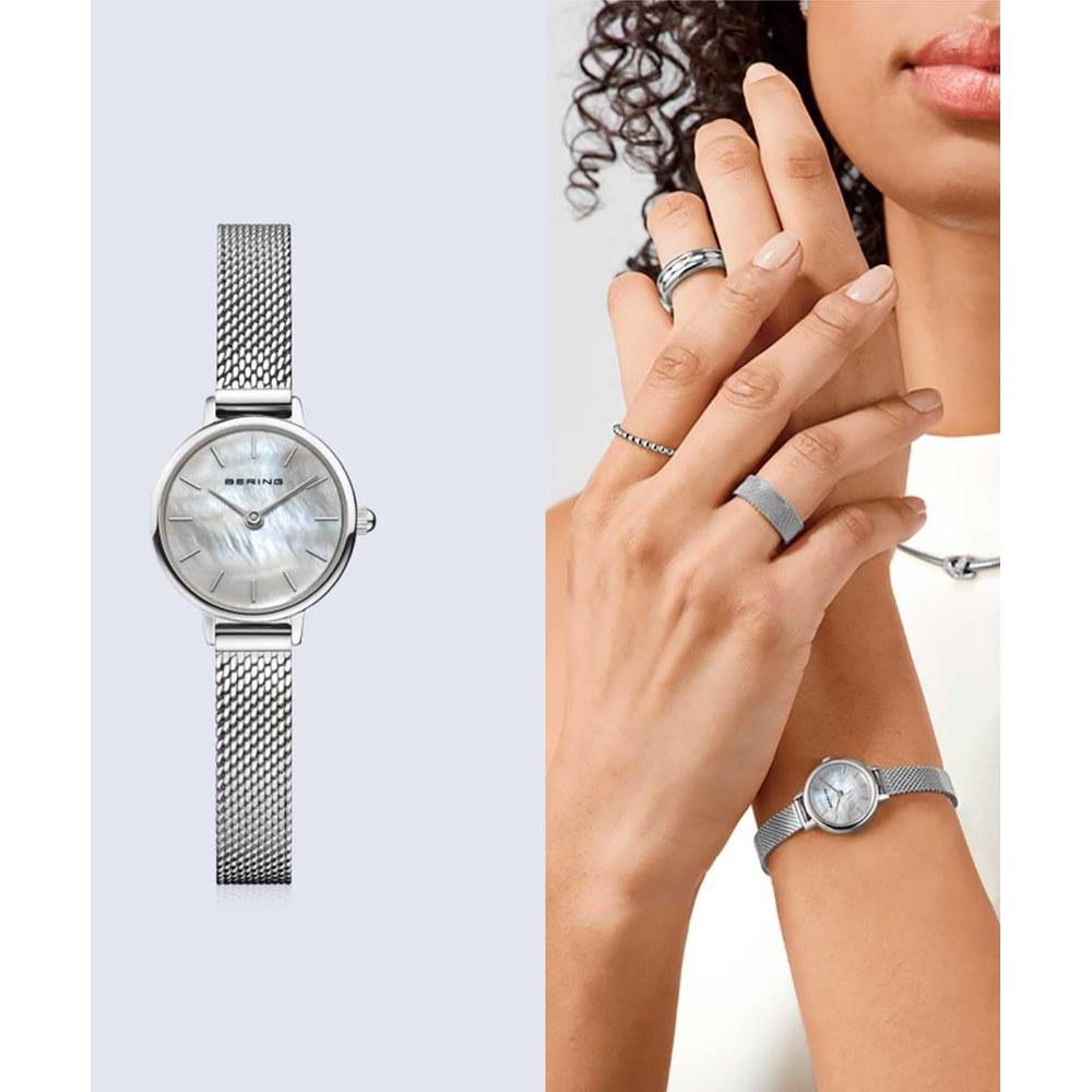 BERING Ladies Classic Mini Watch Silver Mesh Belt 11022-004
