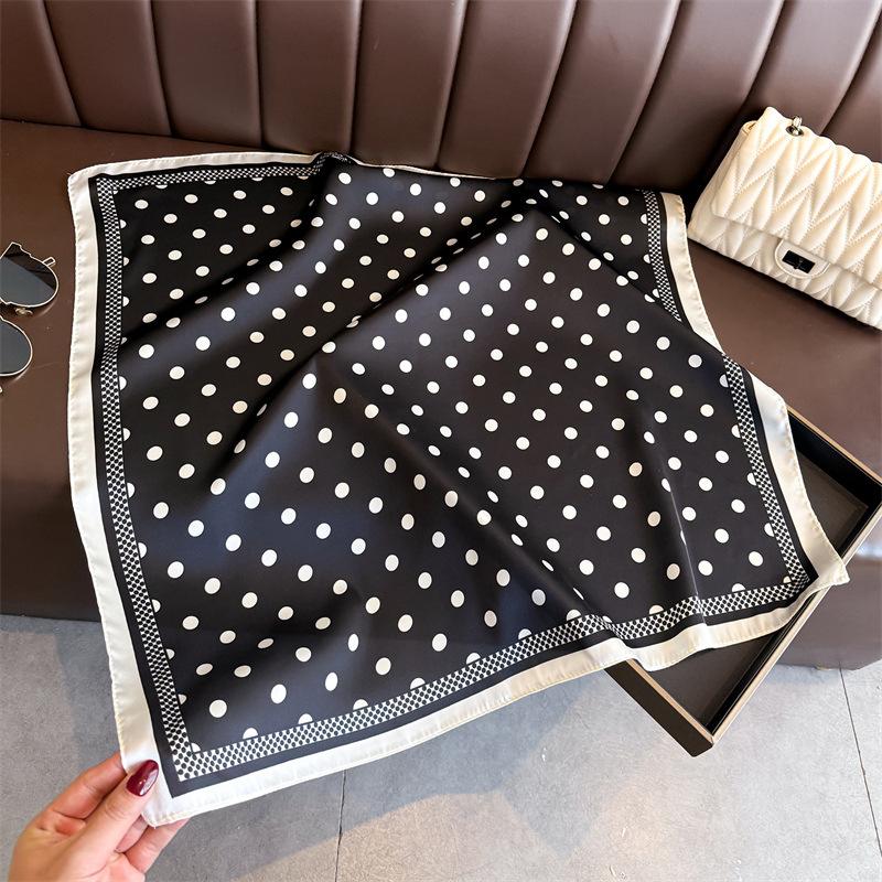 Fashion Dot Print Silk Square Scarf Women Soft Satin Kerchief Foulard Hairband Hands Bag Ribbon Head Hijab Neckerchief Headband